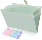 SKYDUE Expanding File Folder, Accordion File Organizer with 8 Pocket, Expandable Document Paper Receipt Holder for School Office Hospital, Letter/A4 Size Light Green