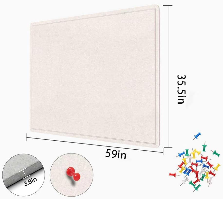 Large Bulletin Board 60" x 36" Felt Cork Board - Decor Pin Board, O...