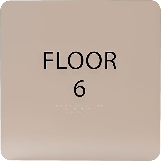 Khaki w/Black ADA Floor 6 Sign by ADACentralSigns