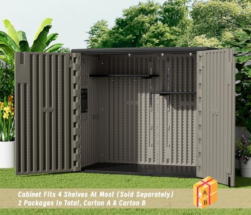 kinying outdoor horizontal storage sheds,outdoor storage cabinet waterproof, front angle view