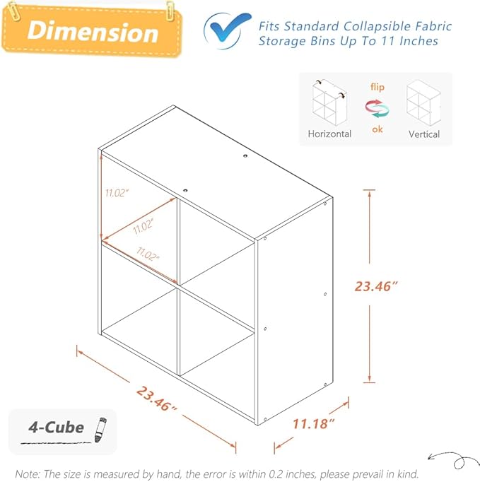 NELYE 4 Cube Organizer Bookcase - Image 2