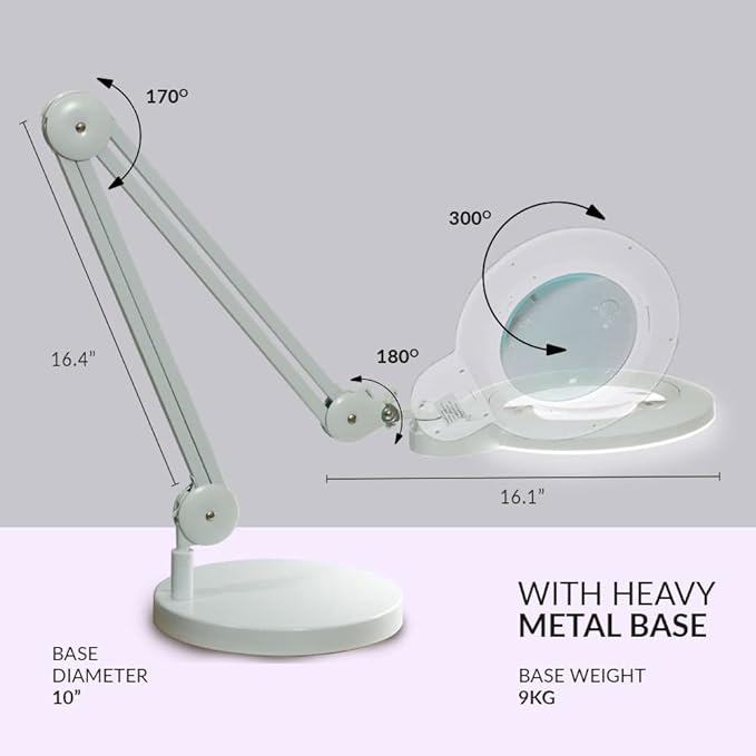 Neatfi XL Bifocal LED Magnifying Lamp, 7-Inch Acrylic Lens, 5D/20D Magnification - Image 4