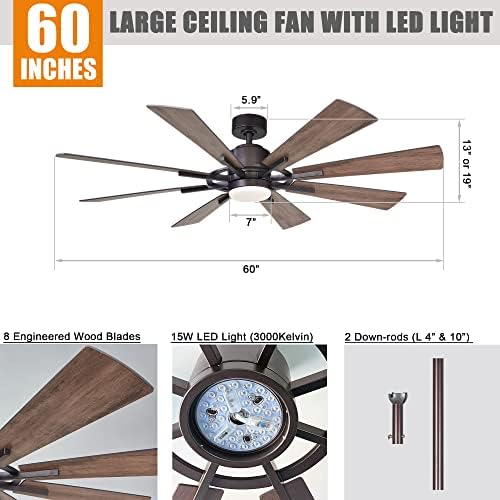 60 inch ceiling fan with light and remote, package contents