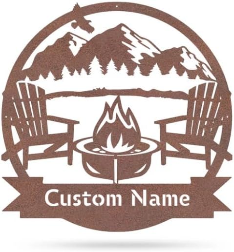 RealSteel Personalized Mountain Campfire Monogram Metal Sign – Custom Family by RealSteel