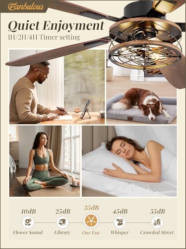 52 inch farmhouse ceiling fan with light and, side view