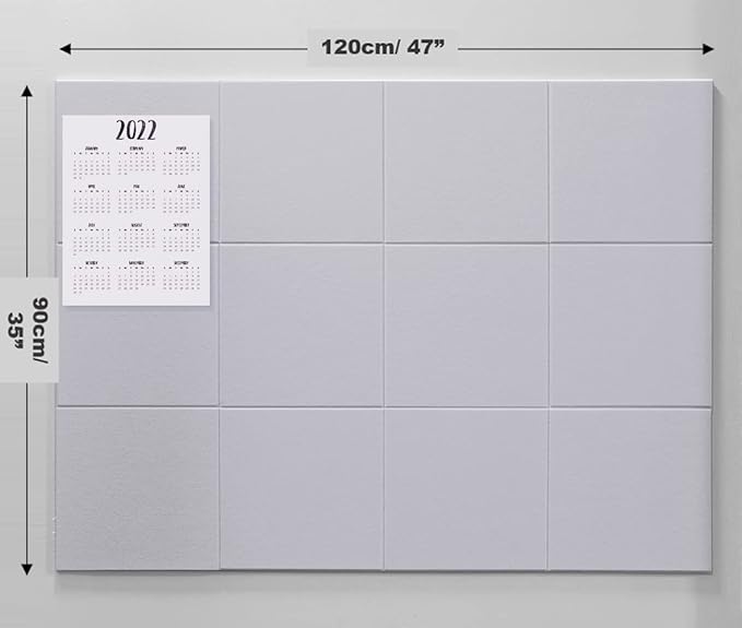 DECORITA Felt Wall Tiles | Large Cork Board Alternative | Aesthetic Felt - Image 2