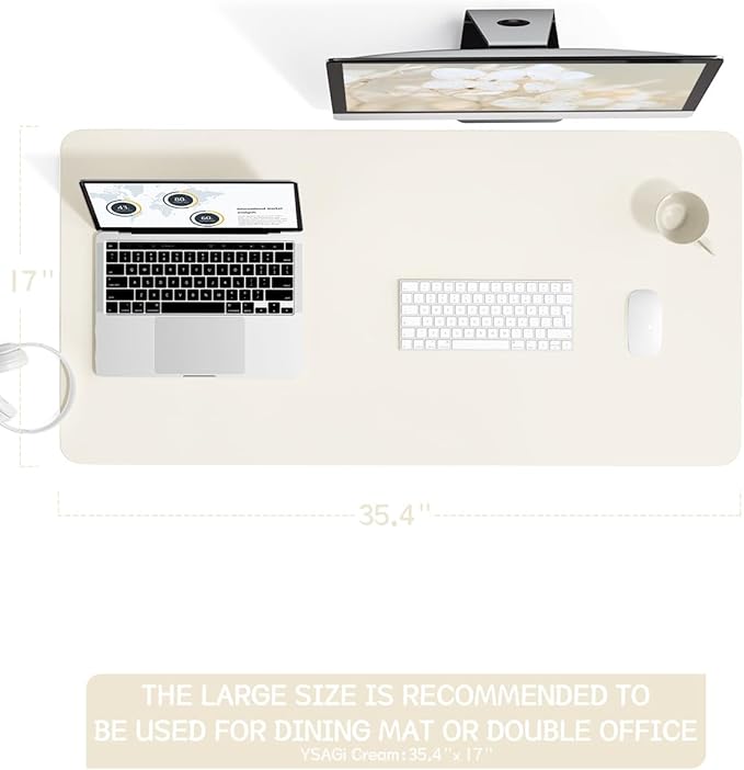 YSAGi Non-Slip Leather Desk Pad, Desk Matt - Image 2