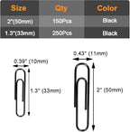 Vinaco Paper Clips Black, Durable & Rustproof, Coated Paperclip Great - Image 2