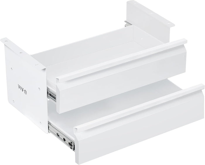 VIVO White 16 in Slide Out Dual Tier Desk Drawer, DESK-DR02W
