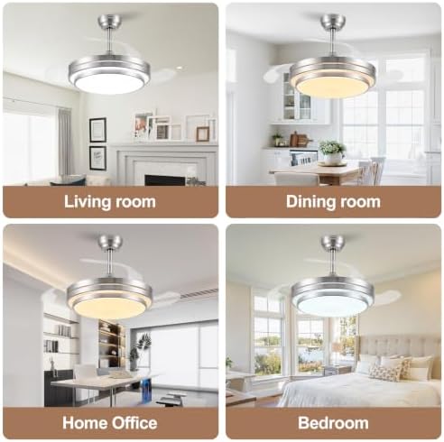48 inch fandelier ceiling fan with light,modern retractable on a desk or shelf