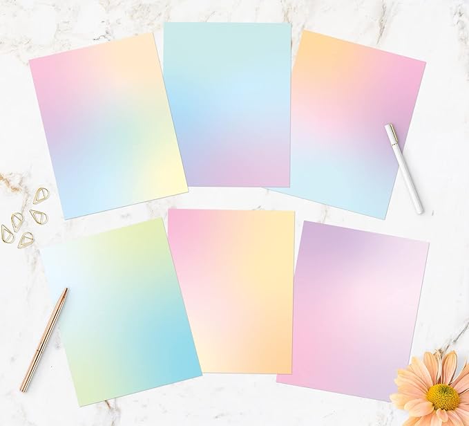 Pastel Gradient Paper Stationery, Aesthetic Paper 8.5 x 11 Inches, 60 Sheets - Image 5