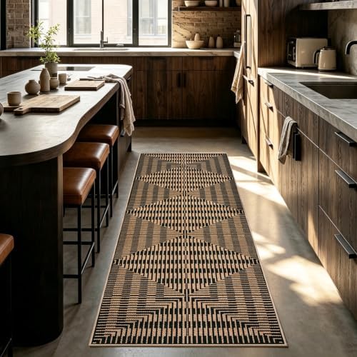 easy jute runners for hallways 2x6, washable striped, close-up detail