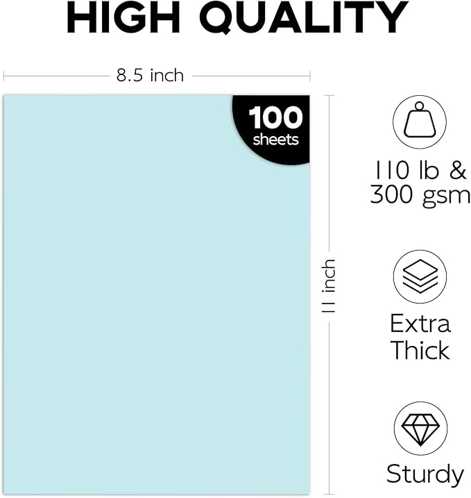 110lb Blue Cardstock, Goefun 100 Sheets Thick Blue Card Stock 300 GSM - Image 2