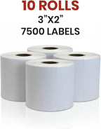 3" x 2" Direct Thermal Labels Roll, 10 Rolls, Compatible - Image 2