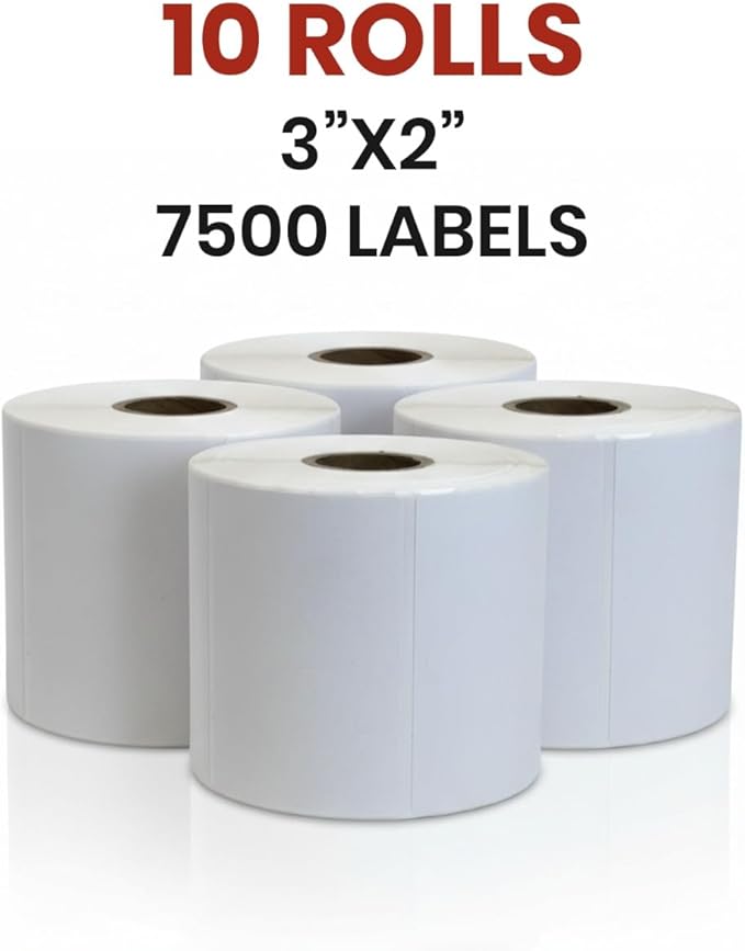 3" x 2" Direct Thermal Labels Roll, 10 Rolls, Compatible - Image 2