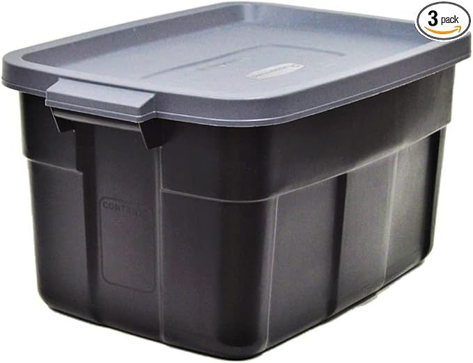 Rubbermaid Garage Storage Bins Black Plastic Stackable Storage by Rubbermaid