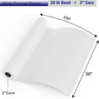 FungLam Wide Format Paper, 24 in x 150 ft Plotter Paper, 2 Rolls CAD Bond Rolls - Image 2