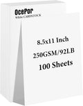 OcePor 100 Sheets White Cardstock 8.5” x 11”, 92lb/250gsm Card Stock, Thick by OcePor