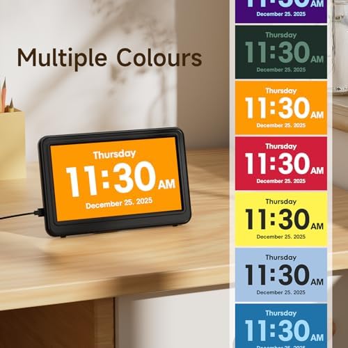 raynic date clock, digital clock with 12 themes showing dimensions