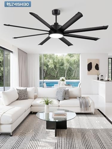 zmishibo 72 inch ceiling fans with lights,8 aluminum, front angle view