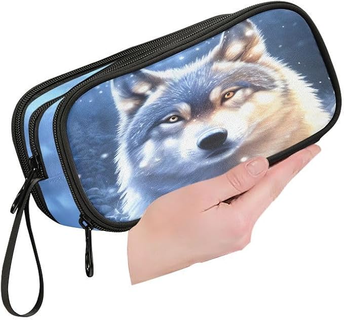 BOENLE Wolf Snowy Pencil Case Box Boys Girls Large Pencil Pouch Zipper - Image 7