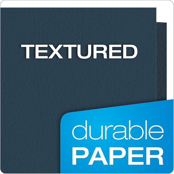 Oxford Twin-Pocket Folders, Textured Paper, Letter Size, Dark Blue, Holds 100 - Image 4