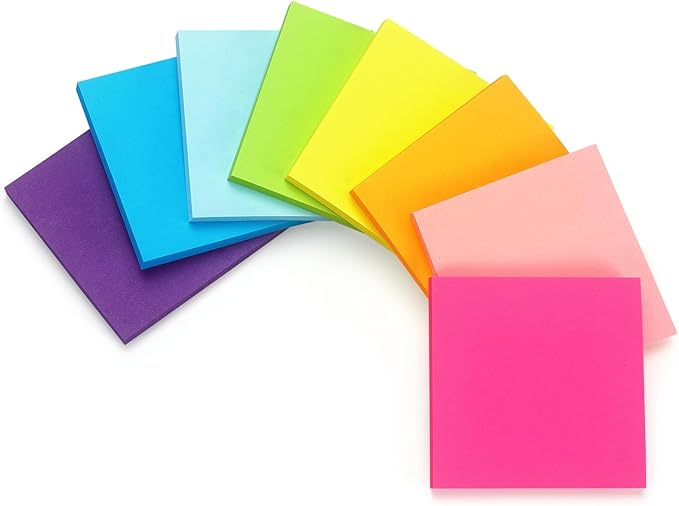 Early Buy 16 Pads Sticky Notes 8 Bright Color Self-Stick Notes 3 in x 3 in - Image 2