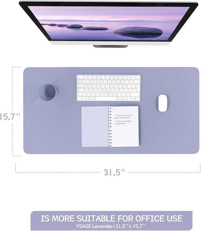 YSAGi Non-Slip Leather Desk Pad, Waterproof Laptop Computer Desk Keyboard Mat - Image 2