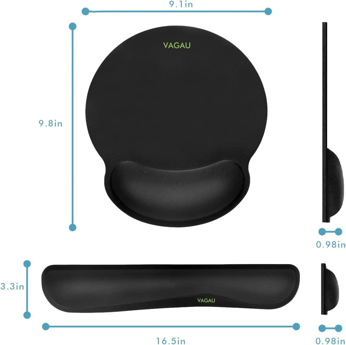 VAGAU Ergonomic Premium Memory Foam Keyboard and Mouse Wrist Rest Pads Set