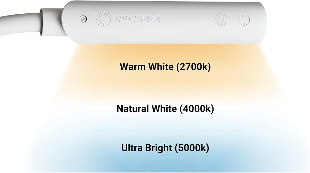 Reliable UberLight Flex LED Task Light with Base, 9 Light Settings, White
