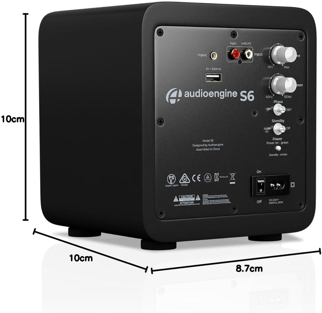 Audioengine S6 Mini Subwoofer – Compact 210W Powered Bass Speaker