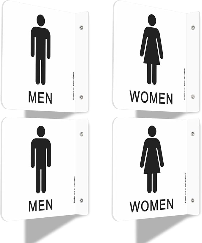 Faittoo Restroom Sign, Bathroom Signs, 4 Pack 6 x 6 Inches Acrylic Sign by Faittoo