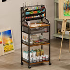 large 7-tier rolling utility cart with drawer, 40in, front angle view