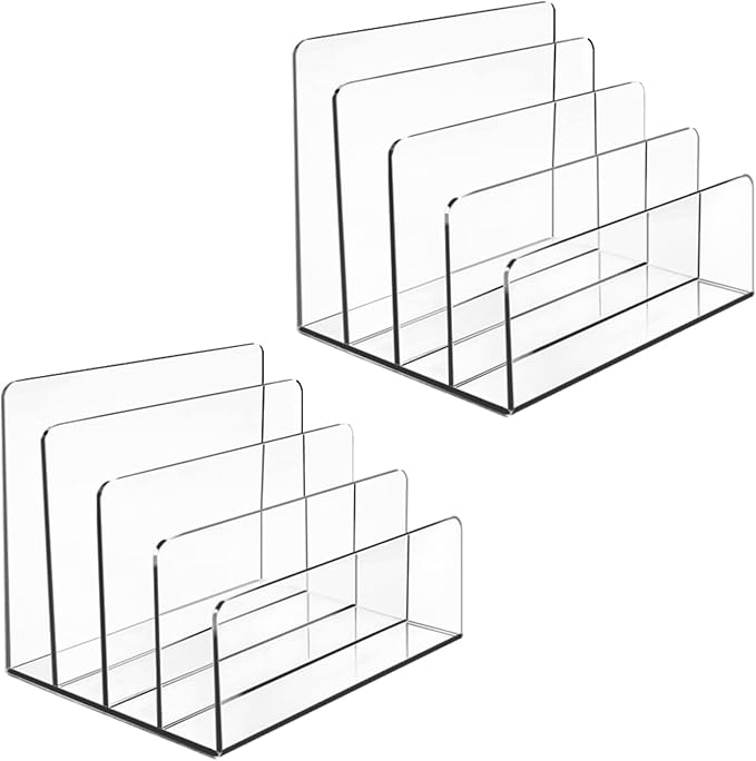 Halyuhn Acrylic Desk File Organizer 2 Pack, 4 Section Letter Organizer - Image 6