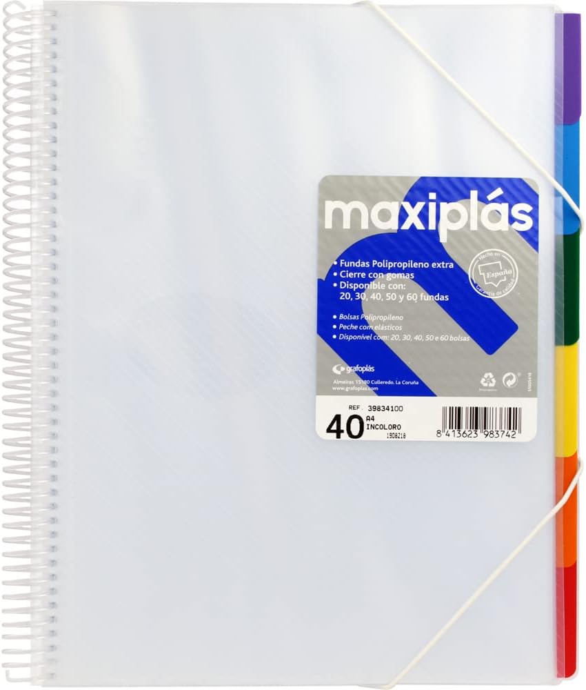 grafoplas 39834100 – 40 Pockets, A4, Folder Dividers, Transparent
