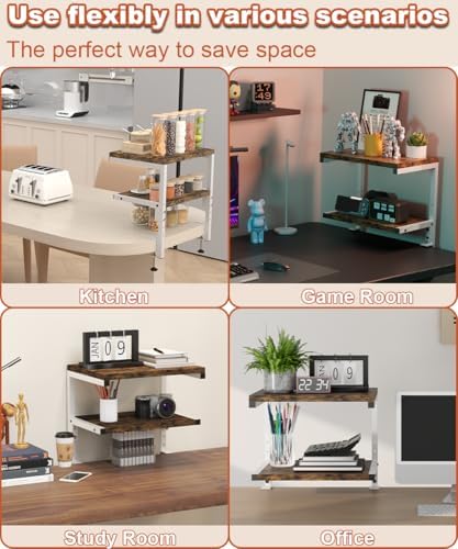 Mondazie 2-Tier Adjustable Desk Shelf Organization, White