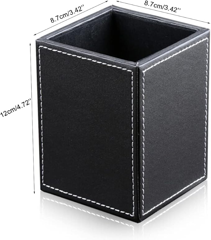 KINGFOM PU Leather Square Pens Pencils Holder Cup Desktop Stationery Organizer - Image 3