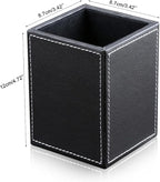 KINGFOM PU Leather Square Pens Pencils Holder Cup Desktop Stationery Organizer - Image 3