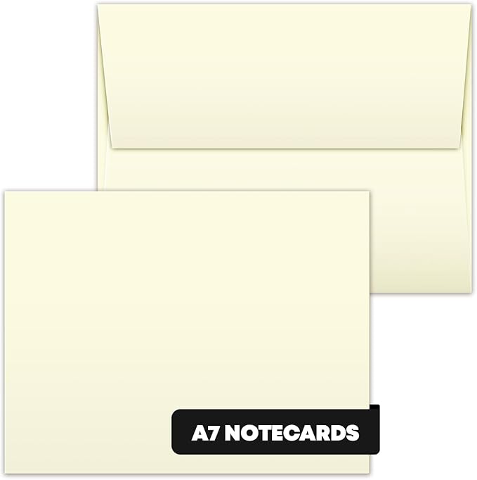Blank Cream Natural Flat Note Cards and Envelopes – Heavyweight Off-White Cards by SSuperfinePrinting