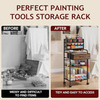 homsorout art cart, 3 tier rolling cart on a desk or shelf