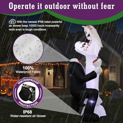 Halloween Inflatables Giant 8Ft Tall Skeleton Couple Day of The Dead Outdoor ...