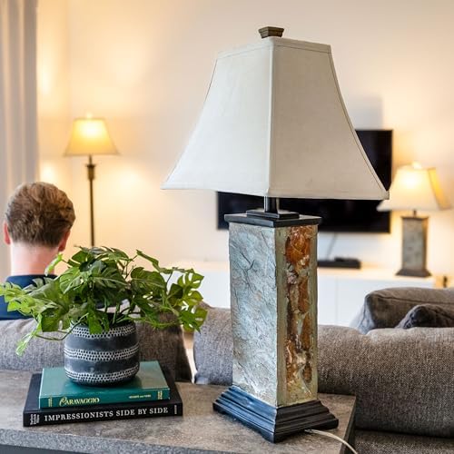 Sunnydaze Timeless Abode Slate 3-Piece Floor and Table Lamp Set - Matching In...