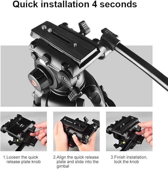 PULUZ 67"/170cm Video Tripod, Heavy Duty Aluminum Alloy Camera Tripod Stand - Image 5