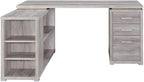 Pemberly Row L Shape Corner Storage Desk in Grey Driftwood, Letter/Legal File - Image 4
