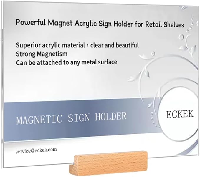 ECKEK Magnetic Sign Holder Grip Holder, Powerful Magnet, Acrylic Sign Holder by ECKEK