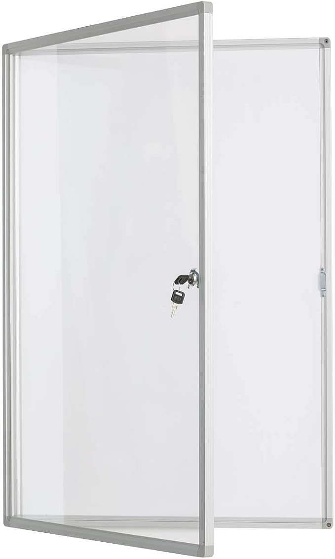 BIBOC 36x24 Inches Lockable Bulletin Boards White Board Frame Enclosed Display by BIBOCOFFIC
