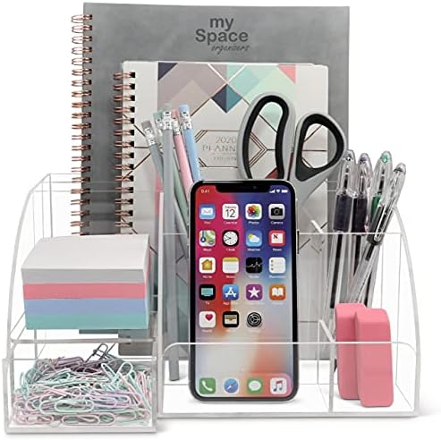 my space organizers clear acrylic desk oganizer, 9, front angle view