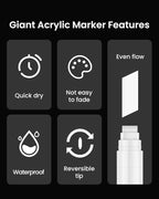 BIGTHUMB White Poster Markers Jumbo Paint Pen: 5 pcs 15mm Wide Tip Thick - Image 4