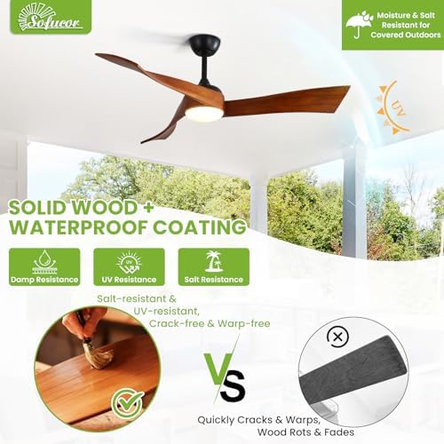 sofucor 52 inch ceiling fan with light and, view 9