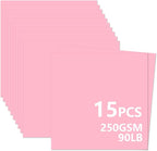 15 Sheets Pink Cardstock 12"x12", 250gsm/90lb Heavyweight Cover Cardstock Paper by Bazyrock